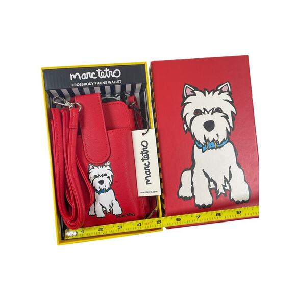 MARC TETRO PHONE CROSSBODY WRISTLET WESTIE RED WHITE TERRIER KAWAII COMES W BOX - Picture 5 of 16